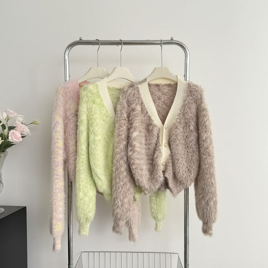 Sweater Coat Mink Fur V-neck Loose Women